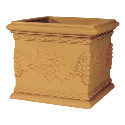 Vaso Quadro Uva quadrato in resina con decorazione per esterno Made in Italy