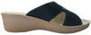 INBLU Ciabatta nera donna a fascia con strappo RS25
