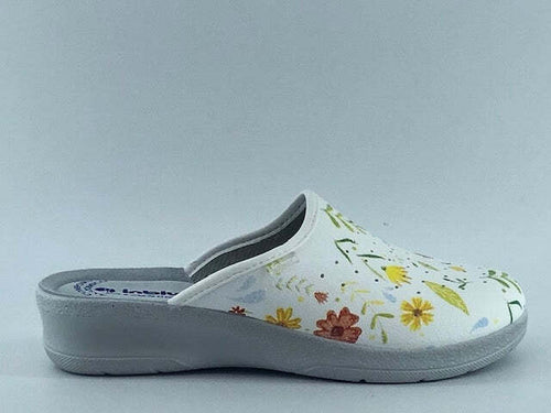 INBLU Ciabatta sanitaria chiusa bianca a fiori