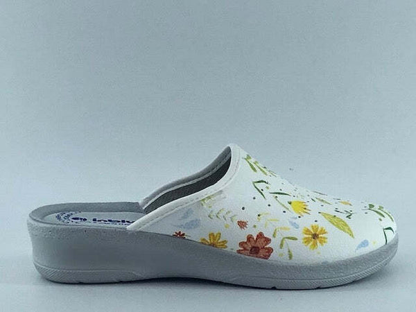 INBLU Ciabatta sanitaria chiusa bianca a fiori