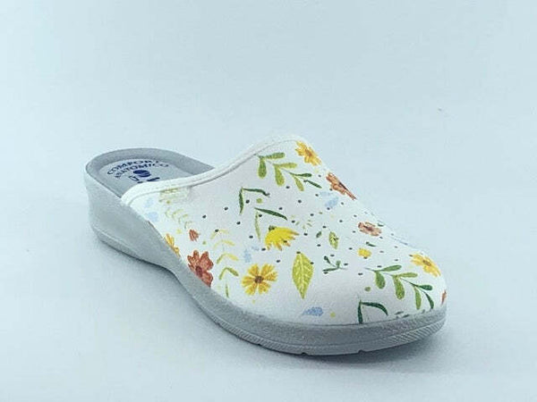 INBLU Ciabatta sanitaria chiusa bianca a fiori