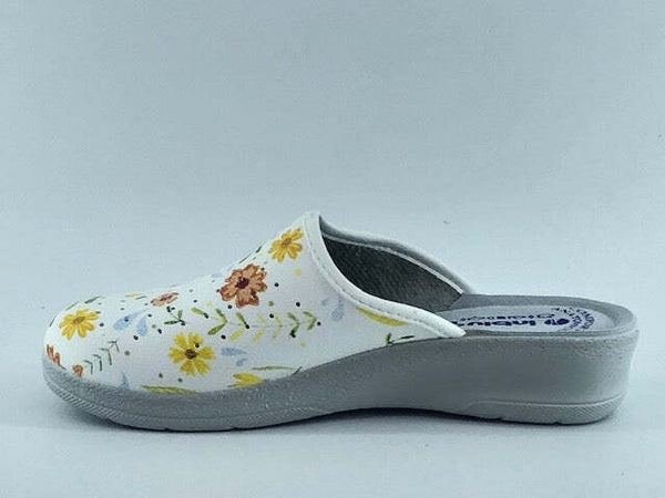 INBLU Ciabatta sanitaria chiusa bianca a fiori