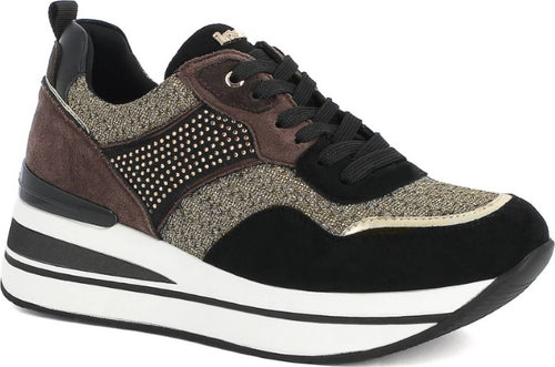 Inblu-Sneaker-Donna.-Platform-Nere-Platino-Scarpe-Casual-Art.-In000355-Calzaturificio-Inblu'