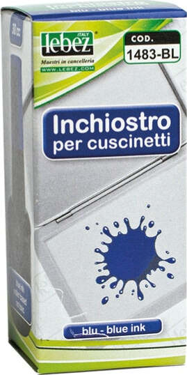 Inchiostro per cuscinetti - 30 ml - senza olio - blu - Lebez Cancelleria e prodotti per ufficio/Archivio ufficio e accessori per scrivania/Etichette divisori per schedario e timbri/Timbri e materiali per timbri/Tamponi asciuga inchiostro Eurocartuccia - Pavullo, Commerciovirtuoso.it