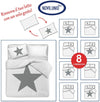 Set copripiumino federe letto 100% cotone stampa digitale STELLA GRIGIO/STELLINE