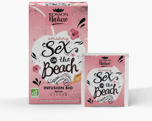 Infuso Amazing Sex on the beach bio - 16 bustine- Il nostro incredibile infuso biologico Sex on the Beach a base di mela, zenzero, ibisco e aromatizzato con ananas ti trasporterà a Playa Bonita