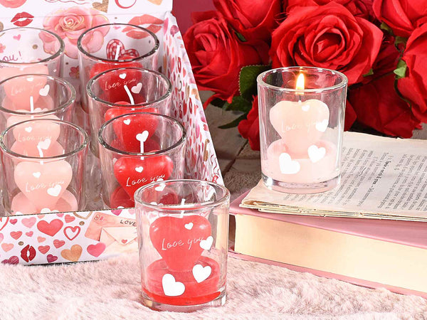 Candela a cuore "Love you" in vasetto di vetro 6,5 cm