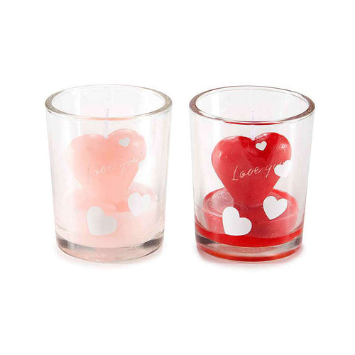 Candela a cuore Love you in vasetto di vetro 6,5 cm