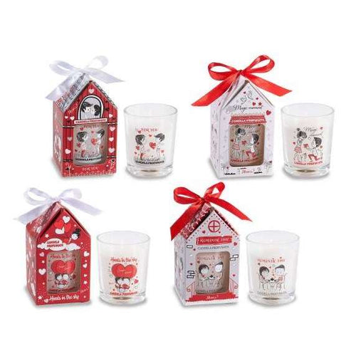 Candela profumata in bicchiere di vetro e scatola regalo