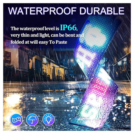 Insegna A Led Programmabile Controllo App Bluetooth A Scorrimento Usb Pieghevole Auto