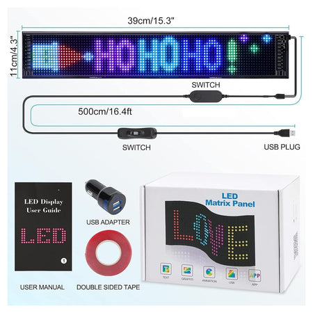 Insegna A Led Programmabile Controllo App Bluetooth A Scorrimento Usb Pieghevole Auto