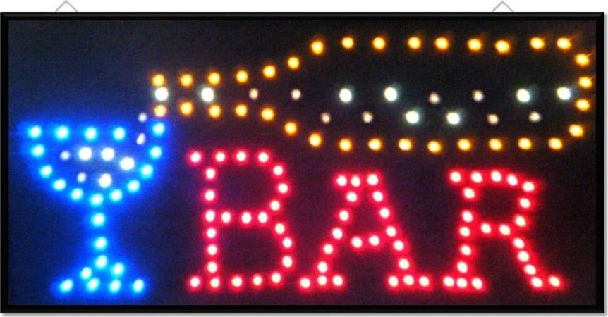 INSEGNA LUMINOSA A LED CON SCRITTA BAR CON GANCI 50X25 CM 220V  Trade Shop italia - Napoli, Commerciovirtuoso.it