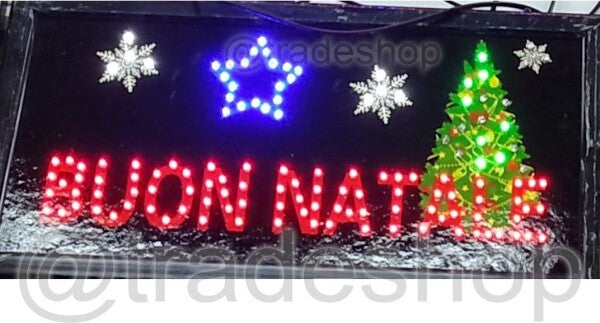 Insegna Luminosa A Led Con Scritta Buon Natale Illuminazione/Illuminazione per interni/Illuminazione speciale/Insegne luminose Trade Shop italia - Napoli, Commerciovirtuoso.it