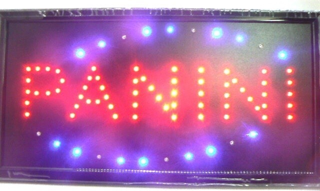 INSEGNA LUMINOSA A LED CON SCRITTA PANINI 47,5 x 25 x 2 cm 220V + GANCI  Trade Shop italia - Napoli, Commerciovirtuoso.it