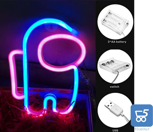 Insegna Luminosa Astronaut Signs Luce Neon Decorativa a Batteria o Alimentata Tramite USB