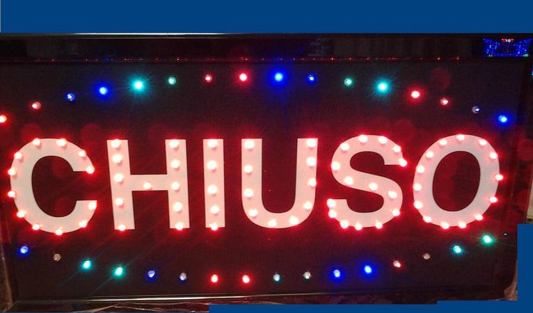 INSEGNA LUMINOSA INSEGNE LUMINOSE A LED CON SCRITTA CHIUSO VETRINA NEGOZIO  Trade Shop italia - Napoli, Commerciovirtuoso.it