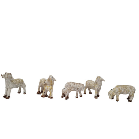 Pecorelle in poliresina statuine per presepe di natale invecchiate h 3,5 cm 5 pezzi