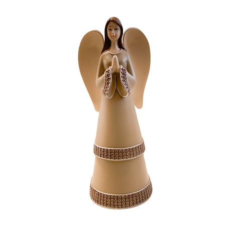 Angelo per presepe a cono doppio statuetta h 25.5 cm in poli resina decorazione natalizia