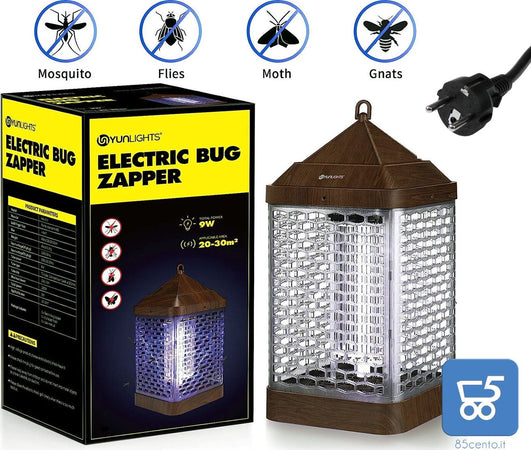 Lampada Insetticida elettrico YUNLIGHTS da 9W per zanzare e insetti con luce UV per interni ed esterni 220V fino a 25-30 Metri Color Legno