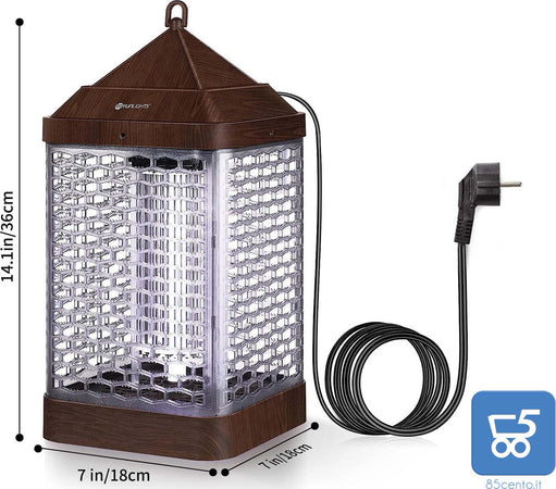Lampada Insetticida elettrico YUNLIGHTS da 9W per zanzare e insetti con luce UV per interni ed esterni 220V fino a 25-30 Metri Color Legno