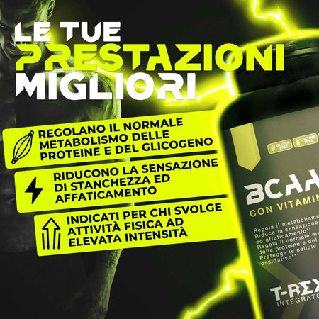 Integratore-Alimentare-Di-Aminoacidi-Ramificati-T-rex-Integratori-Bcaa-2:1:1-Con-Vitamina-B1,-B6-Ed-E-|-Boost-Energia-E-Recupero-Per-Sportivi-|-150-Compresse