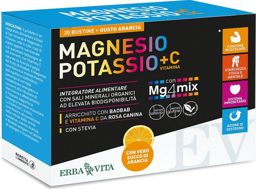 Integratore-alimentare-Magnesio-Potassio-+-Vitamina-C-–-Gusto-Arancia-20-bustine-Erba-Vita