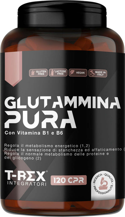 Integratore-Di-Glutamina-Pura-L-glutammina-Pura-|-Stimola-Aumento-Gh-Ormone-Della-Crescita-|-Diminuisce-Fatica-Post-Allenamento-|-Integratore-Di-Glutamina-Amminoacido-Made-In-Italy-|-120-Compresse-T-rex-Integratori