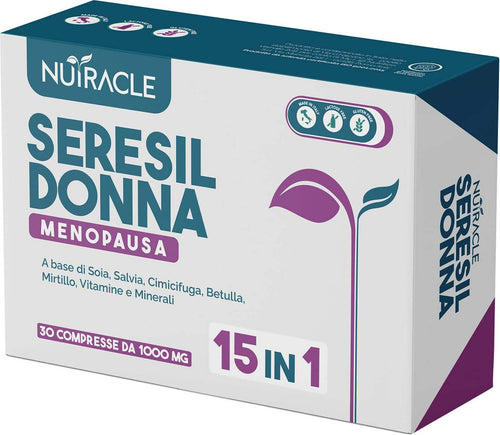 Integratore-Menopausa-Nutracle-Seresil-Donna-30-Compresse-Da-1000-Mg-Base-Di-Isoflavoni-Della-Soia,-Lavanda,-Salvia,-Cimicifuga,-Betulla.-Fitoestrogeni-Naturali-Per-Vampate-Di-Calore
