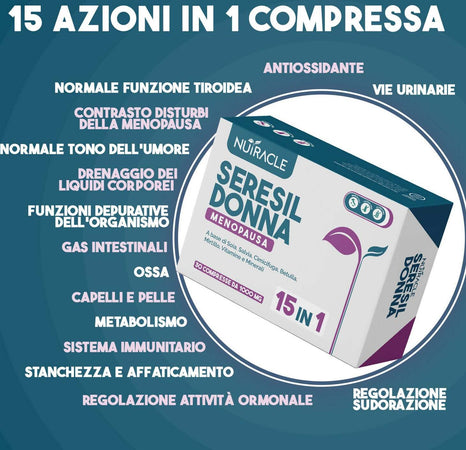 Integratore-Menopausa-Nutracle-Seresil-Donna-30-Compresse-Da-1000-Mg-Base-Di-Isoflavoni-Della-Soia,-Lavanda,-Salvia,-Cimicifuga,-Betulla.-Fitoestrogeni-Naturali-Per-Vampate-Di-Calore
