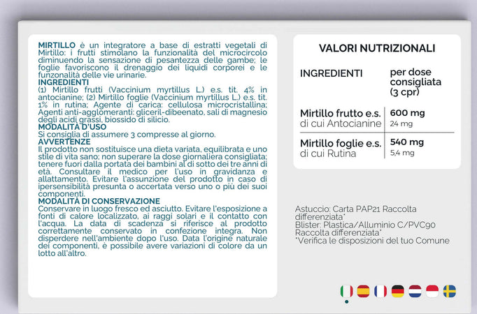 Integratore-Microcircolo-Gambe,-Capillari,-Vene-Occhi-E-Vista-|-Nutracle-Mirtillo-Nero-60-Compresse-Da-600mg-|-Drenante-Per-Circolazione-Titolato-In-Antocianine-E-Rutina