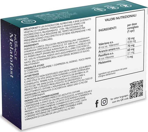 Integratore per il Sonno con Melatonina per Dormire | Nutracle Melatofast 30 Compresse 600 mg | Valeriana e Passiflora Rilassa Mente Contro Stress e Insonnia Salute e cura della persona/Vitamine minerali e integratori/Integratori di sostanze e preparati vegetali/Valeriana MyLab Nutrition - Roma, Commerciovirtuoso.it