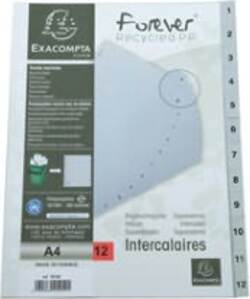Intercalare numerico - PPL riciclato - A4 - 12 tasti - A-Z - grigio - Exacompta Cancelleria e prodotti per ufficio/Archivio ufficio e accessori per scrivania/Archivio ufficio/Cartelle sospese e accessori/Indici per cartelle sospese Eurocartuccia - Pavullo, Commerciovirtuoso.it