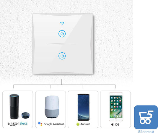 Interruttore a parete intelligente WIFI compatibile Amazon Alexa Google Home KS-601 colore bianco