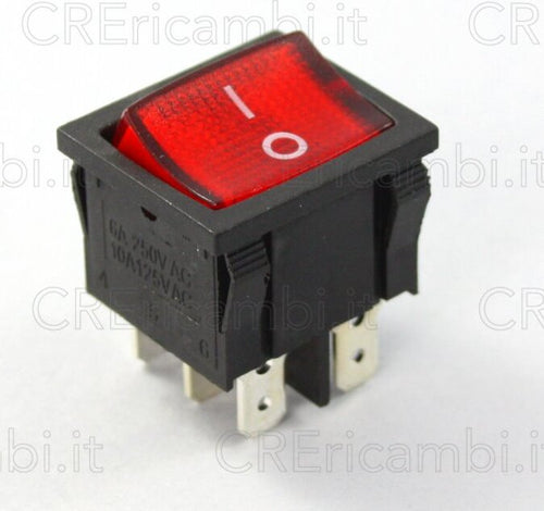 Interruttore-Bipolare-Luminoso-Rosso,-6A,-22x19mm,-4-Faston-da-4.8mm