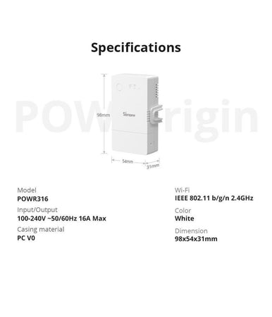 Interruttore Intelligente Misuratore Di Consumo Wifi Smart Switch Sonoff Powr316