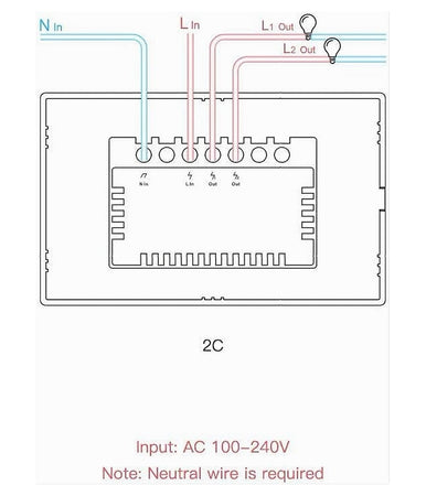 Interruttore Luce Parete Smart Home Touch Wireless Wifi A 2 Canali Sonoff T0us2c