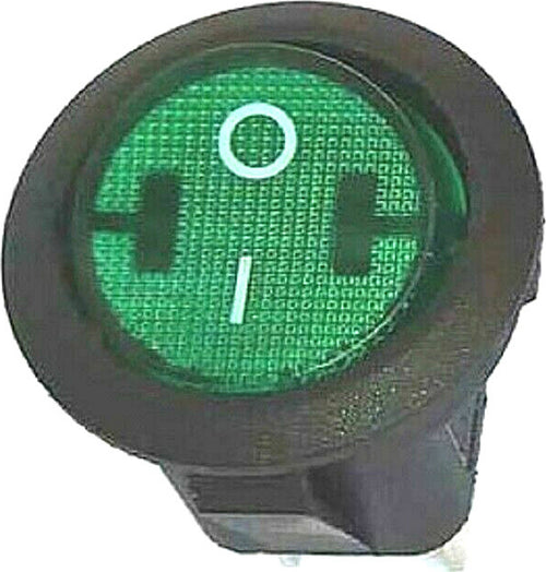 INTERRUTTORE LUMINOSO BIPOLARE TONDO VERDE DA INCASSO DIAMETRO FORO 20 mm. Fai da te/Materiale elettrico/Interruttori e dimmer/Interruttori da cavo Rossi Ricambi - Venetico Marina, Commerciovirtuoso.it