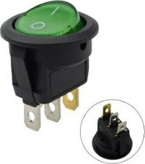 INTERRUTTORE LUMINOSO VERDE TONDO DA INCASSO DIAMETRO 20 mm. A BILANCIERE Fai da te/Materiale elettrico/Interruttori e dimmer/Interruttori da cavo Rossi Ricambi - Venetico Marina, Commerciovirtuoso.it