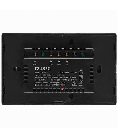 Interruttore Sonoff Smart 2 Canale Controller Wireless Placca Touch Domotica T3us2c