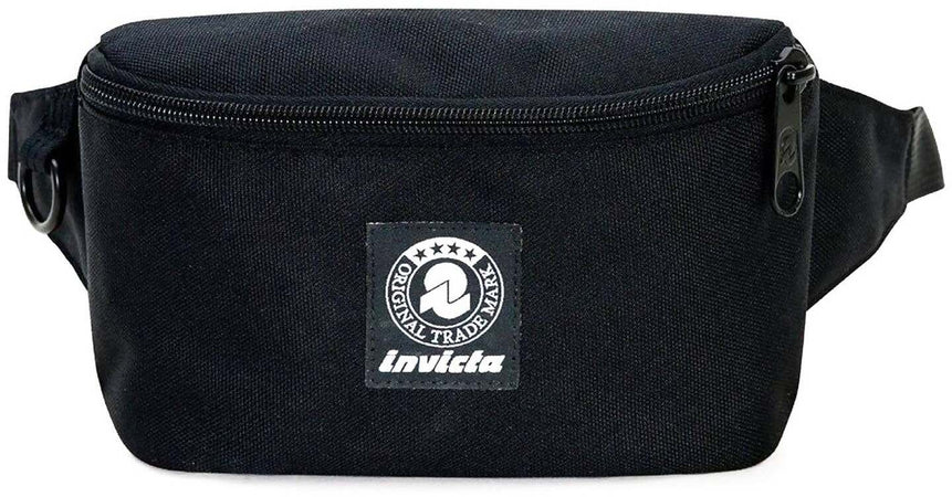 Invicta Marsupio Luke Waist BagNero Tinta Unita Black Logo Bianco marsupio Unisex Casual Fashion