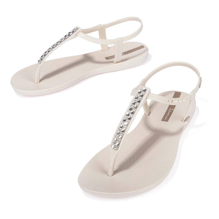 Sandali Ipanema Class Chic Donna Beige Crystal con cinturini a catena metallizzata lato sinistro
