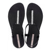 Sandalo nero Ipanema Class Chic da donna con cinturini decorati in catena metallizzata