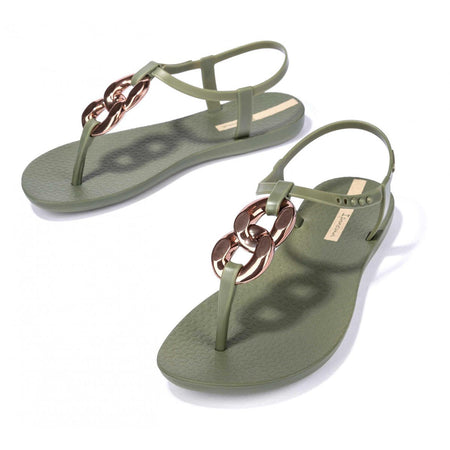 Sandali Ipanema Class Connect II donna green bronze con catena metallizzata e suola ispirata alla spiaggia di Ipanema lato