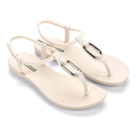 Sandali donna beige Ipanema Class Linea con maglia metallica e texture effetto coccodrillo lato
