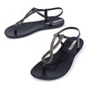 Sandali flat donna Ipanema Class Twist neri con corda metallizzata glamour lato sinistro
