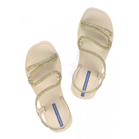 Sandali donna beige Ipanema Solar Glow Sand con finitura glitter e suola decorata fronte