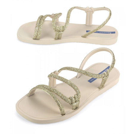 Sandali donna beige Ipanema Solar Glow Sand con finitura glitter e suola decorata lato sinistro