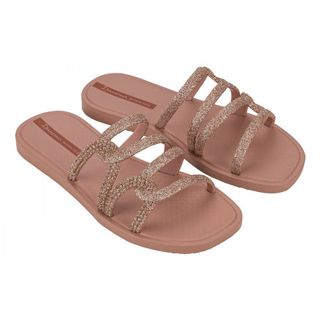 Sandali donna rosa glitter Ipanema Solar Glow Slide con suola decorata e design glamour lato