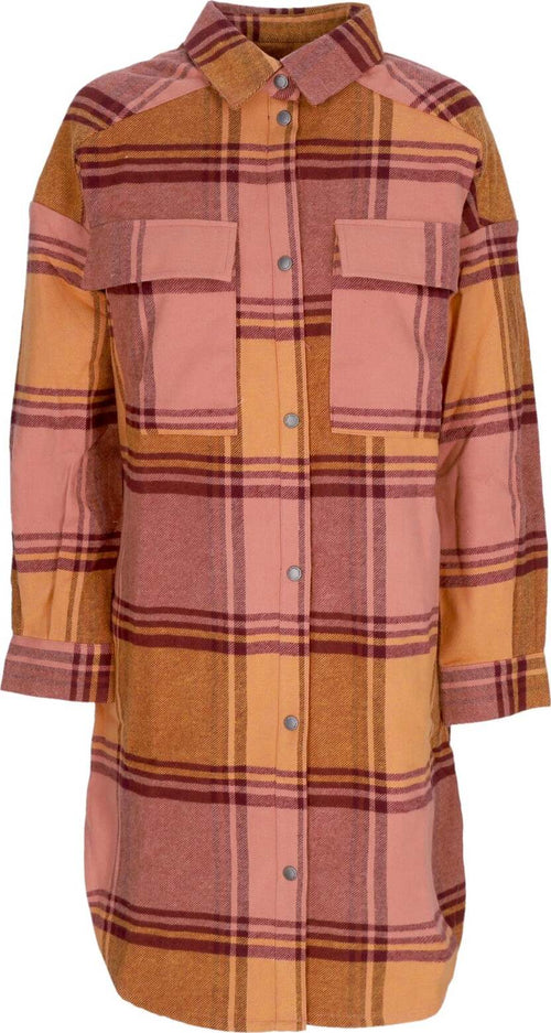 IRIEDAILY-Giacca-Lunga-Donna-Checky-Shirt-Jacket-Maroon-Melange-da-donna
