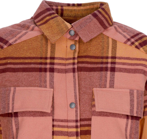IRIEDAILY-Giacca-Lunga-Donna-Checky-Shirt-Jacket-Maroon-Melange-da-donna